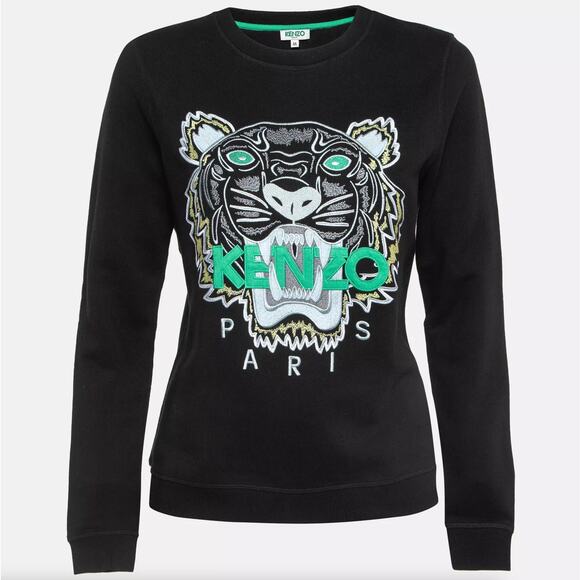 KENZO PARIS Embroidered Tiger Logo Sweatshirt Seafoam Green Black